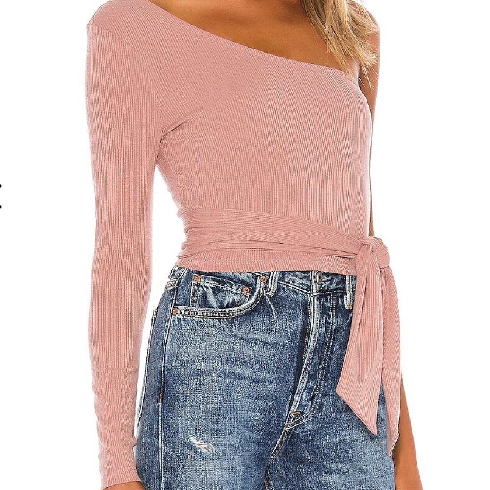 Lovers and Friends Milan One Shoulder Wrap Top in Blush - Picture 4 of 8